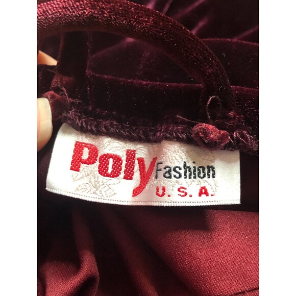 1990s POLY FASHION USA Velvet High SLIT Gown W/Cage Back & Statement Collar. S-M - Picture 10 of 10